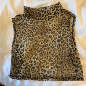 URBAN OUTFITTERS Cheetah High Neck Sheer Top